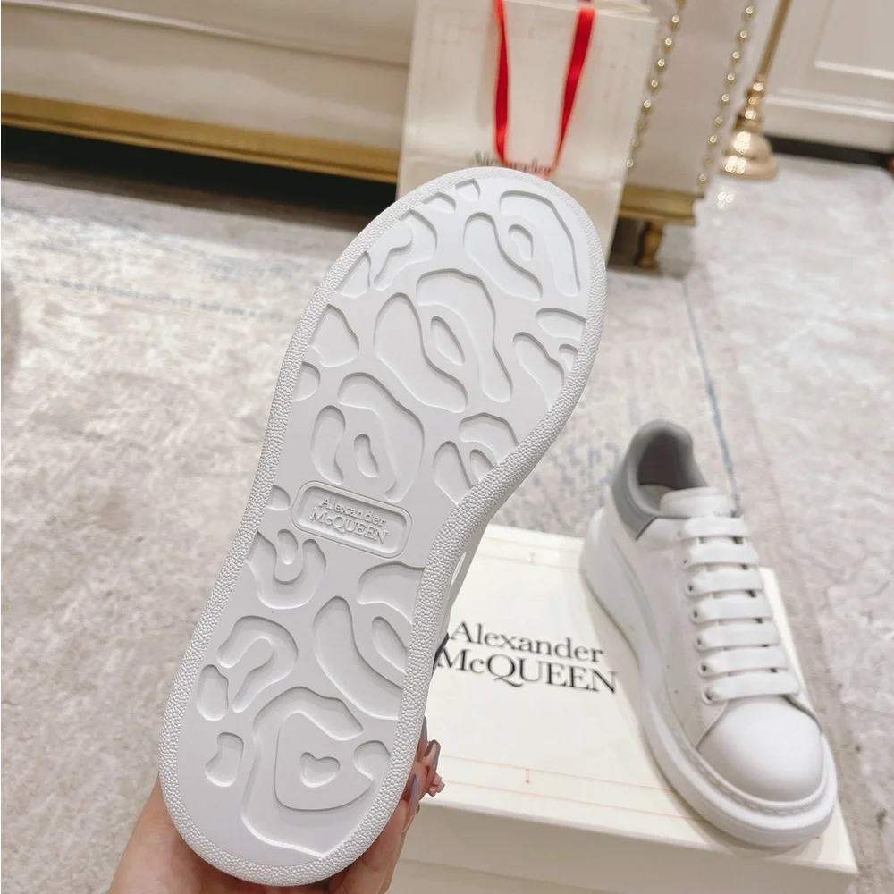 White and Gray Women's Platform Sneakers